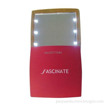 Square 6 led light up cosmetic mirror with slide cover